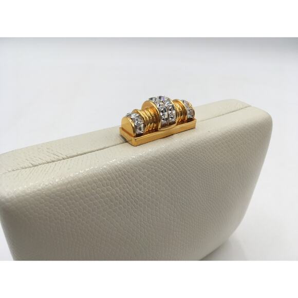 NWT Vintage Rodo Italy White Leather Evening Clutch Purse w/Chain Strap - Picture 4 of 8